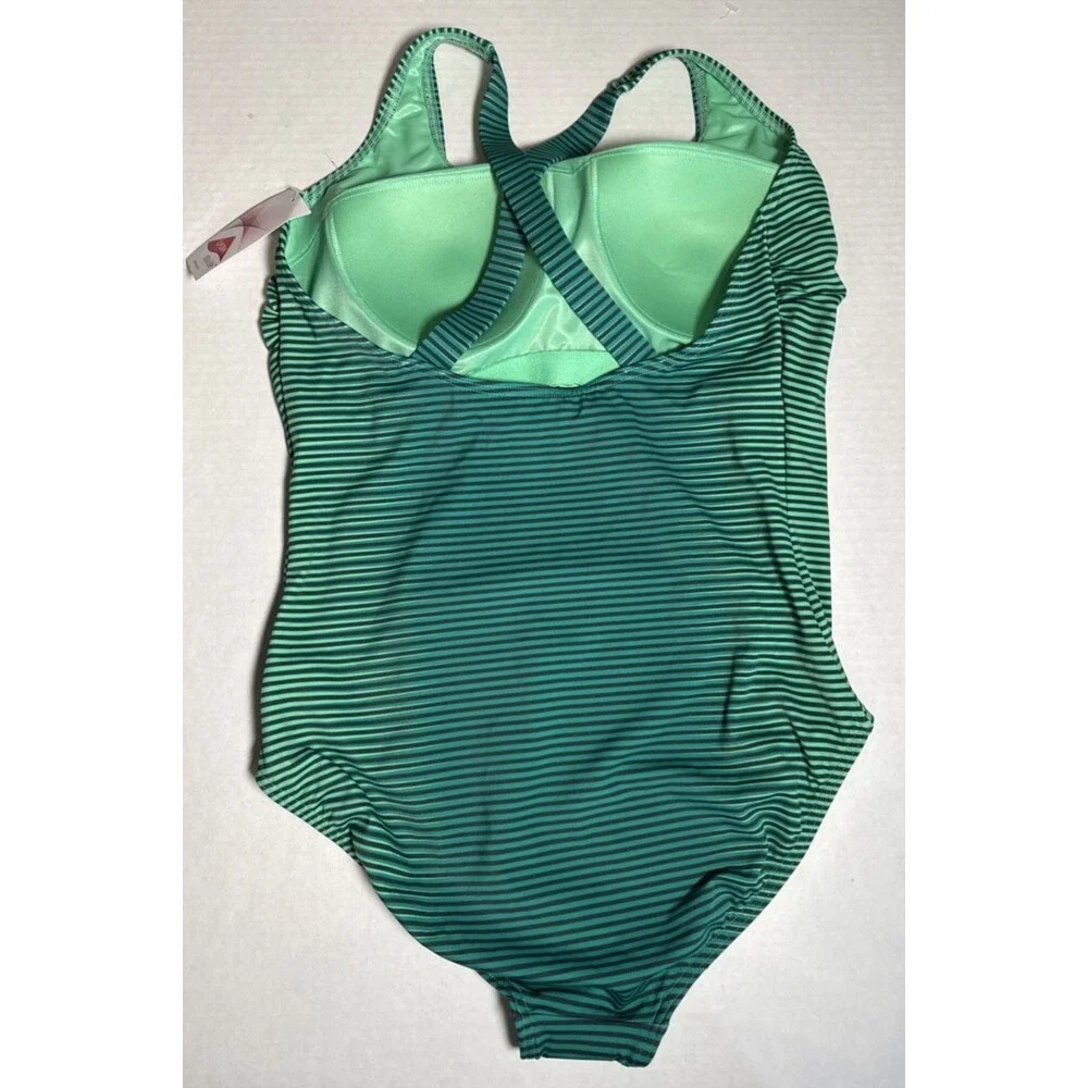NWT Lands' End Womens Tugless Tank Soft Cup One Piece Swimsuit Size 18 Green